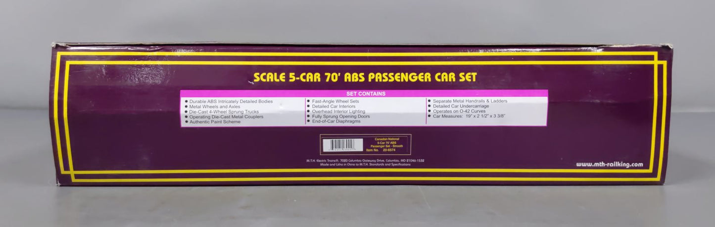 MTH 20-6574 O Canadian National 70' Streamlined Passenger Car Set (Set of 5) LN/Box