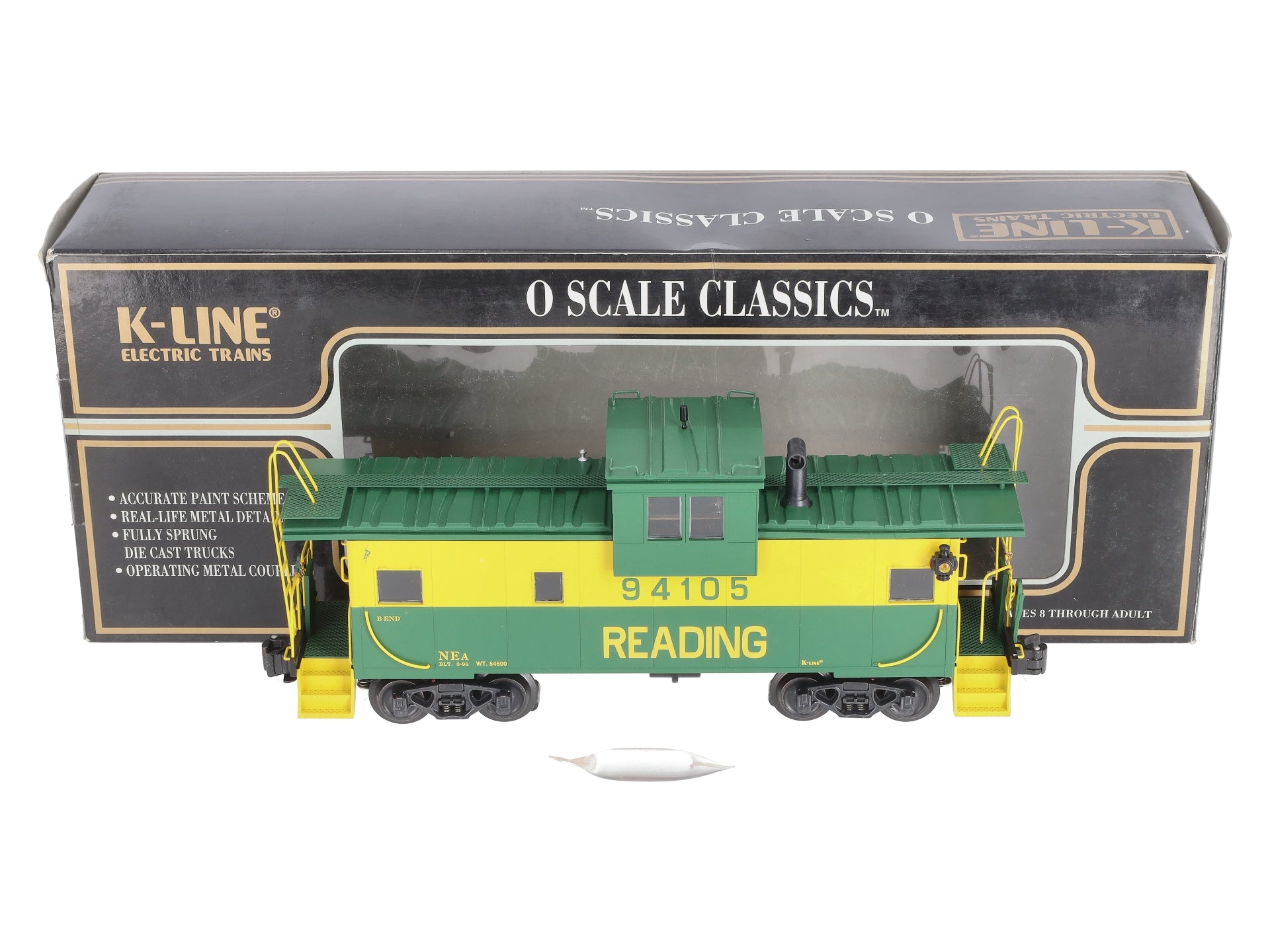 K-Line K613-1932 O Gauge Reading Extented Vision Scale Smoking Caboose #94105 LN/Box