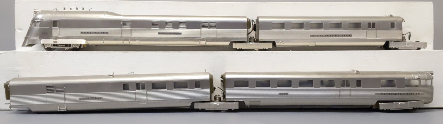MTH 20-2886-1 Burlington Mark Twain Zephyr Passenger Train Set with PS2.0 VG