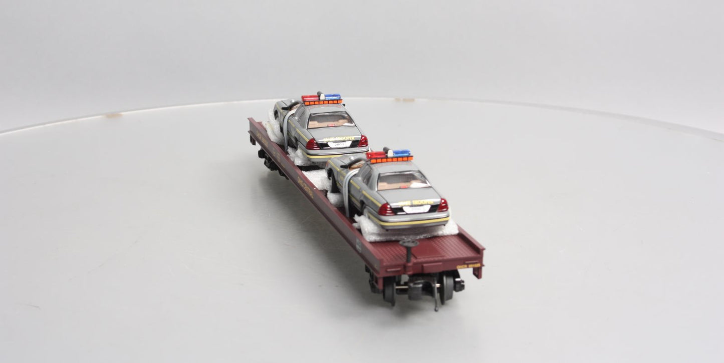 MTH 20-98488 O Ohio Central Flatcar with 2 Ford Police Cars #891525 LN/Box