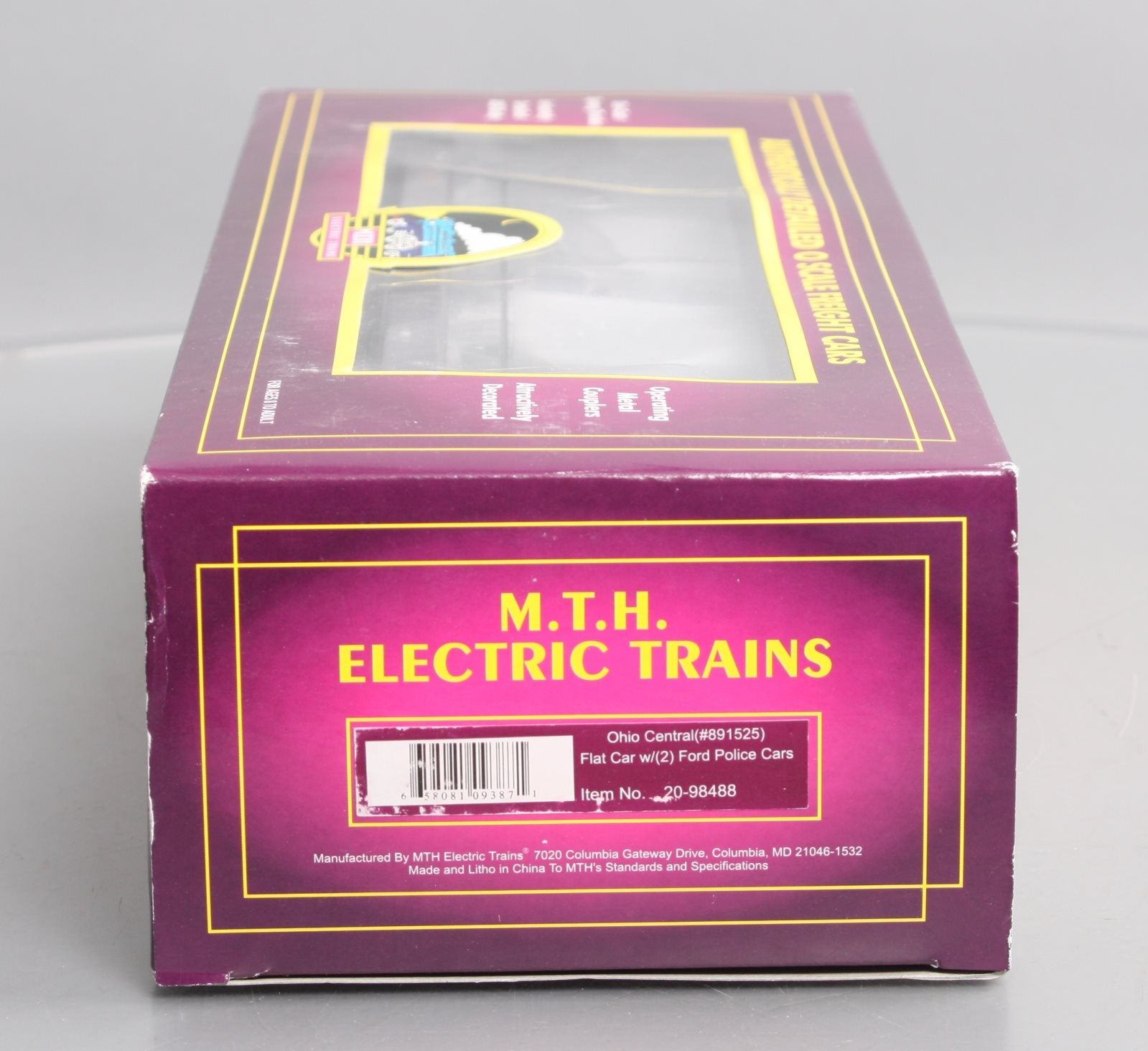 MTH 20-98488 O Ohio Central Flatcar with 2 Ford Police Cars #891525 LN/Box