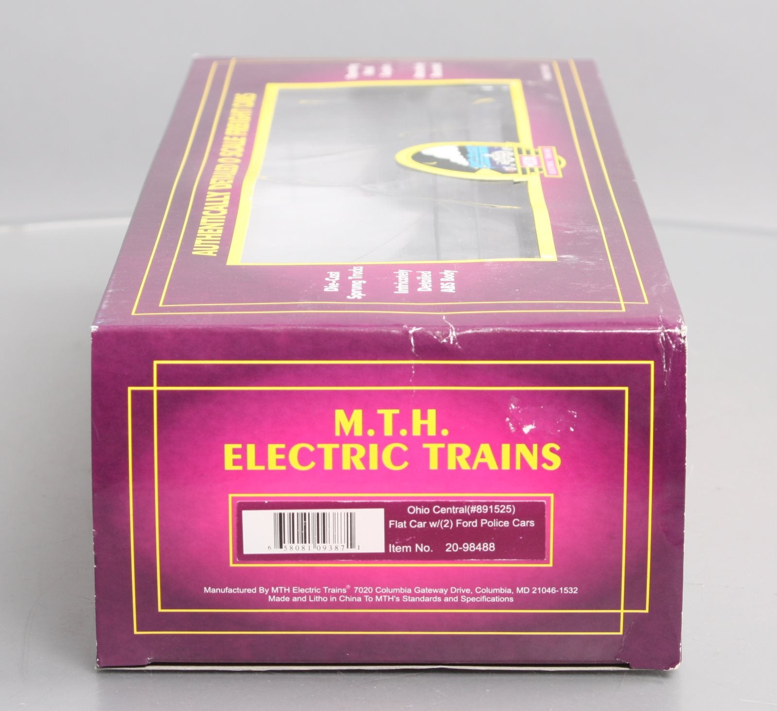 MTH 20-98488 O Ohio Central Flatcar with 2 Ford Police Cars #891525 LN/Box