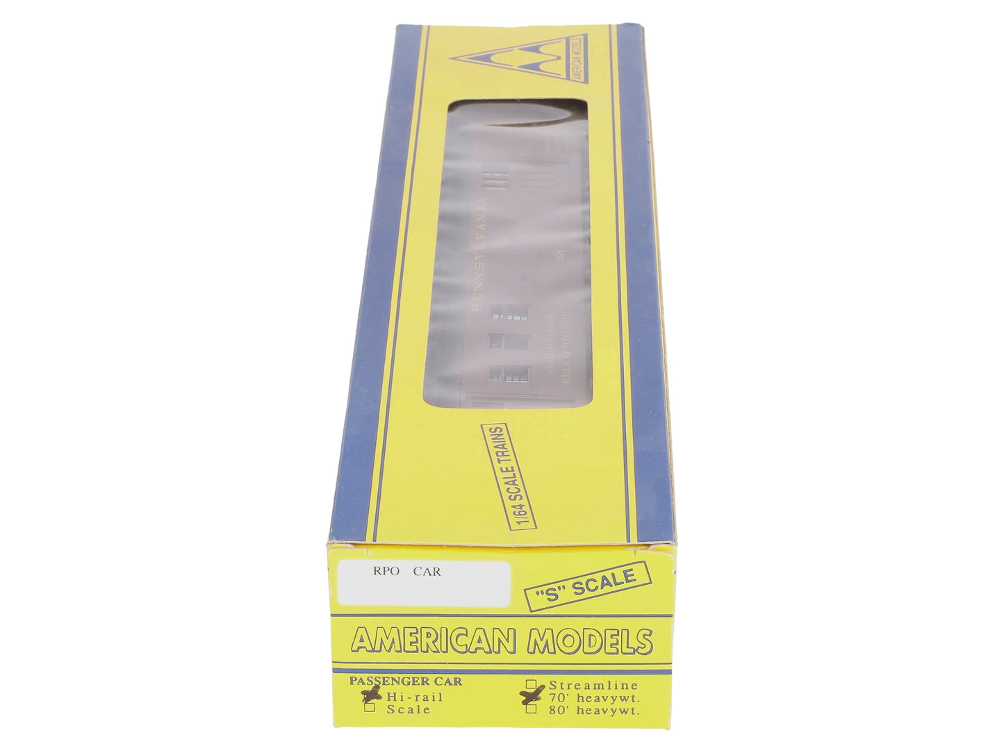 American Models S Scale Hi-Rail PRR 70' Heavyweight RPO Car #1624 LN/Box