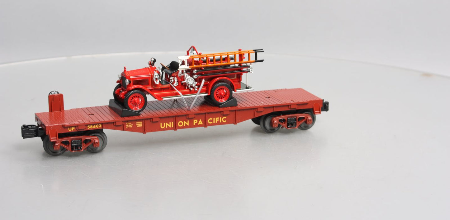 MTH 30-76403 UP Flat Car w/'23 Maxim C1 Fire Truck