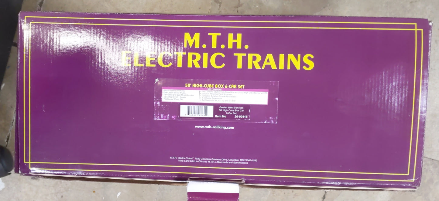 MTH 20-90418 O Golden West Services 50’ High Cube Box Car Set (Set of 6)