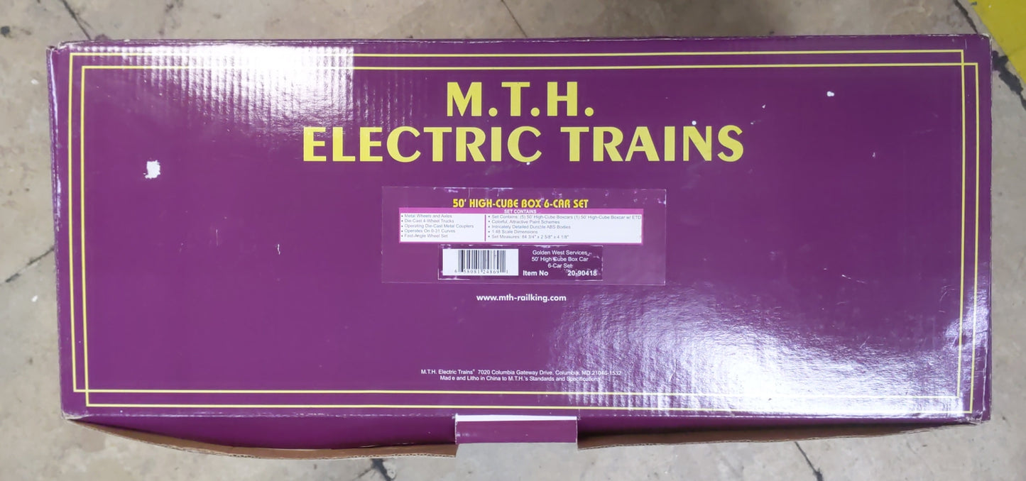 MTH 20-90418 O Golden West Services 50’ High Cube Box Car Set (Set of 6)