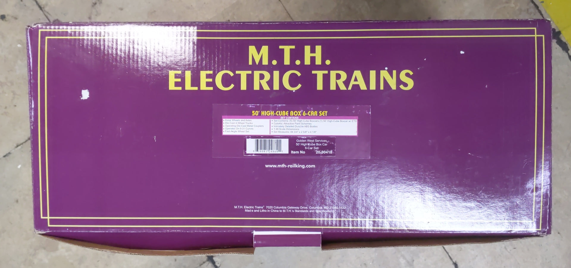 MTH 20-90418 O Golden West Services 50’ High Cube Box Car Set (Set of 6)