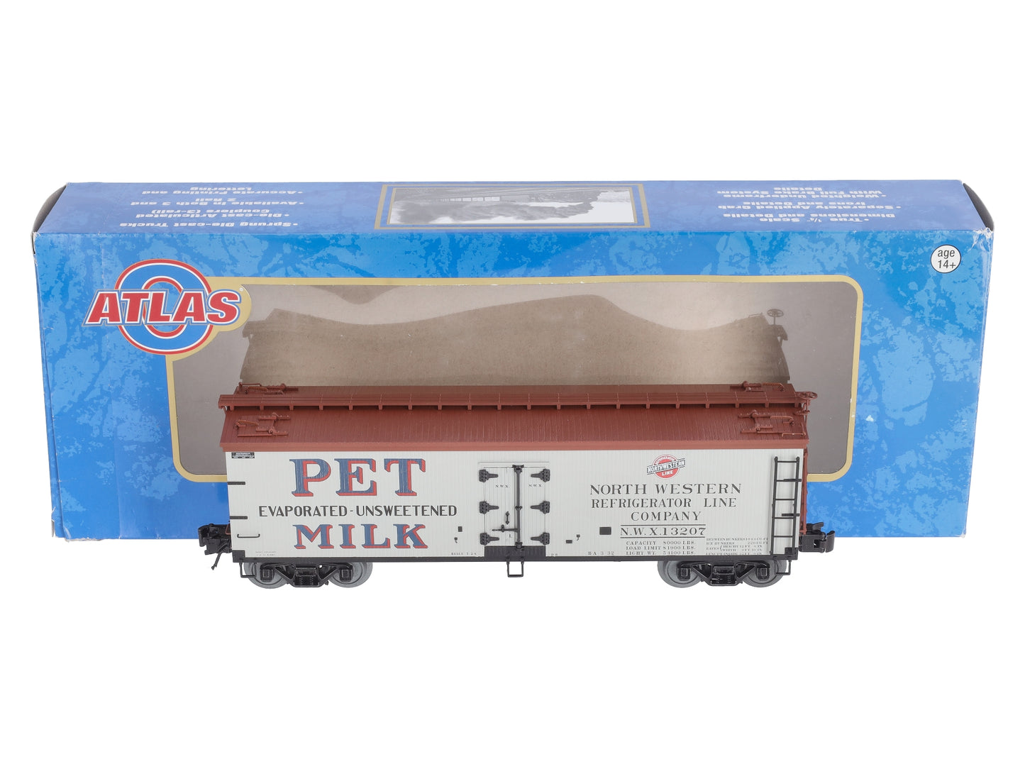 Atlas 3001579S O Gauge PET Milk 40' Wood Reefer #13207 (3-Rail) LN/Box