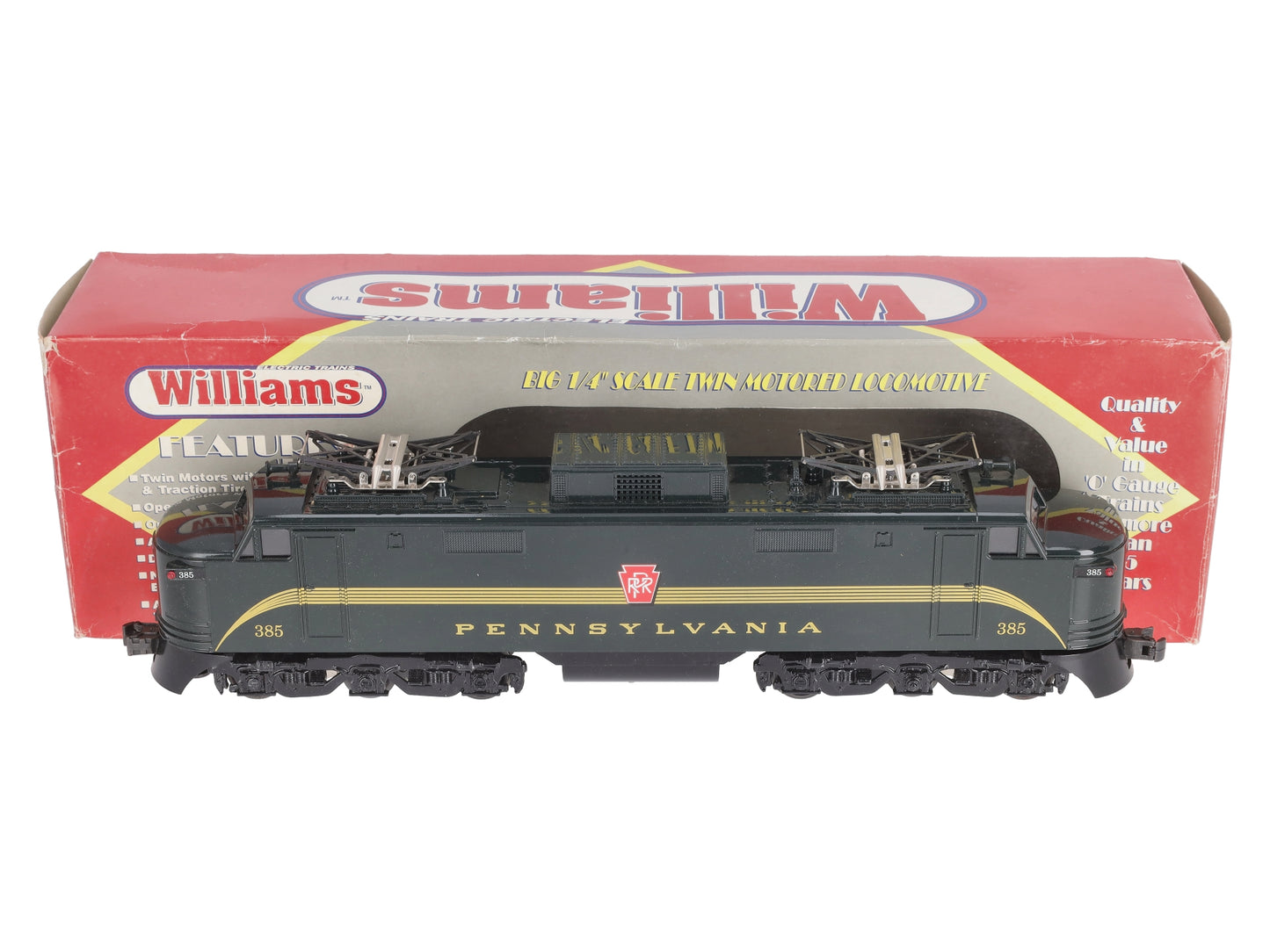Williams 92385 O PRR Green 5 Stripe EP-5 Electric Locomotive w/Horn #385 EX/Box