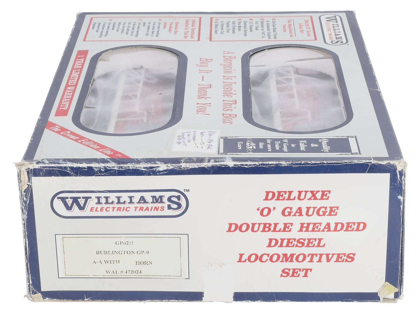 Williams GP02 Burlington GP-9 AA Diesel Locomotive w/Horn LN/Box