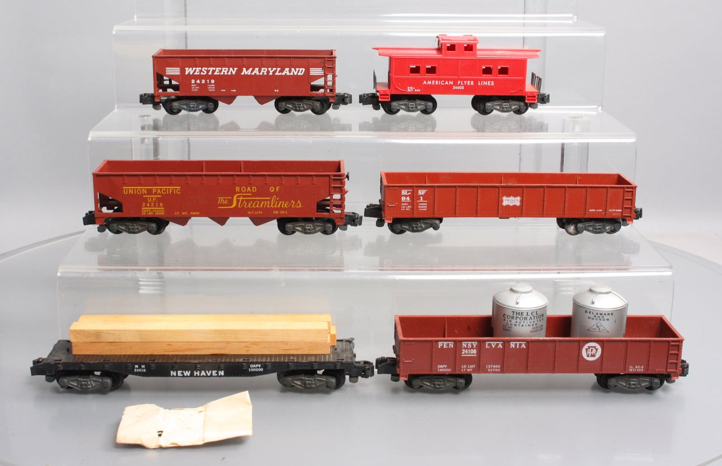 American Flyer 941, 24216, 24219, 24516, 24603 Vintage S Freight Cars [6] VG