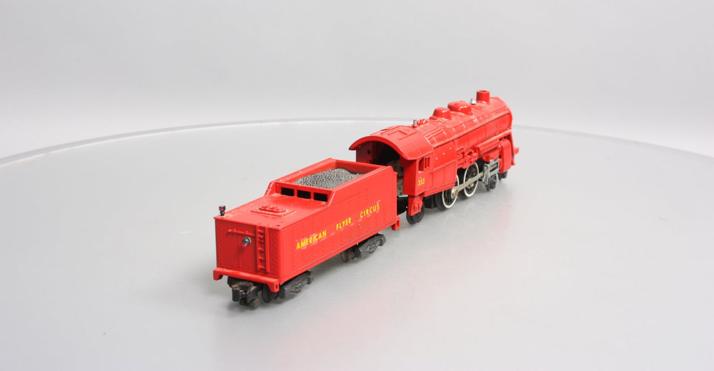 Customized S Scale Red Steam Locomotive & Tender #353 VG