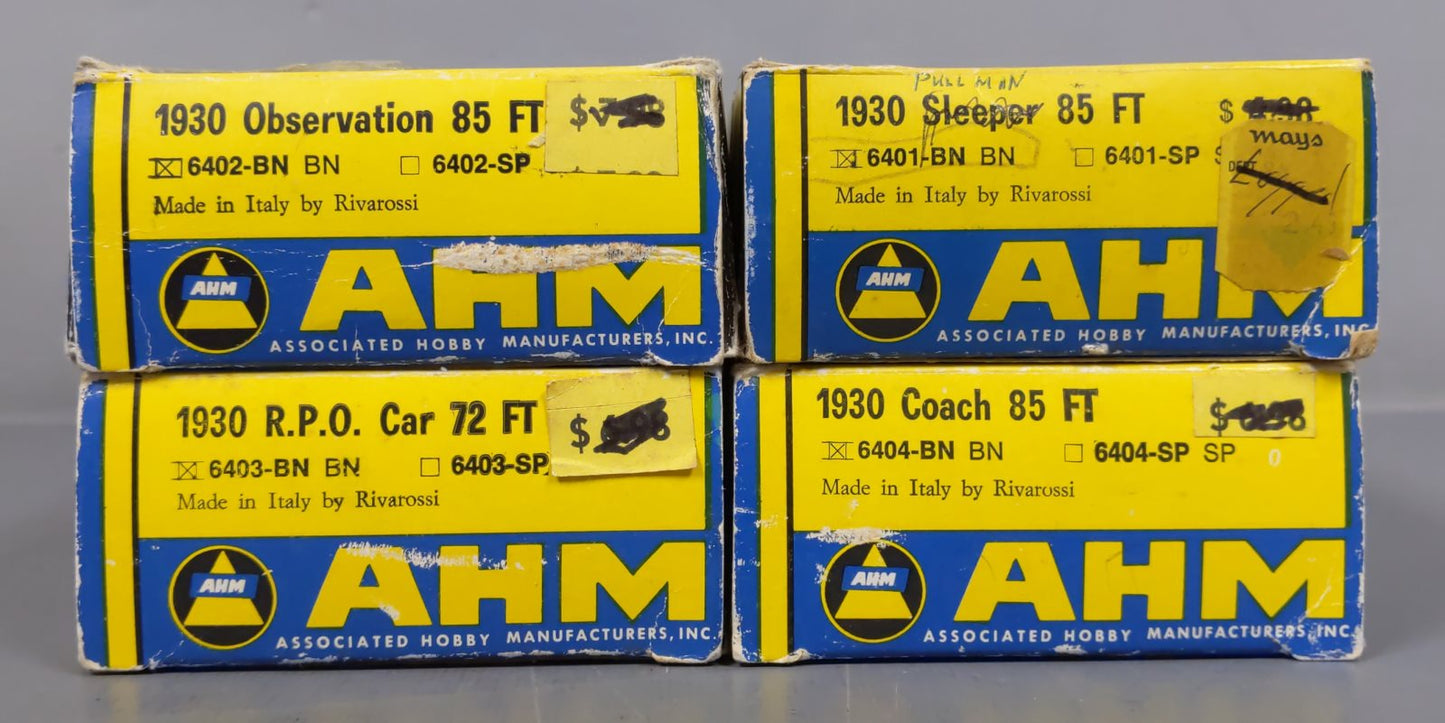 AHM 6401, 6402, 6403, 6404 HO Scale Burlington Northern Passenger Cars [4] EX/Box