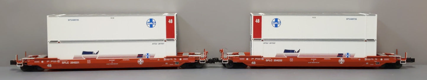 Lionel 6-21866 O Gauge Santa Fe Husky Stack Cars w/Containers #254221/#254222