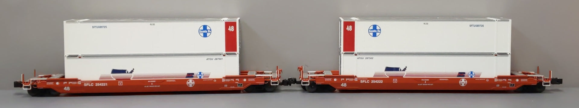 Lionel 6-21866 O Gauge Santa Fe Husky Stack Cars w/Containers #254221/#254222 NIB