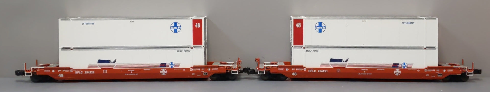Lionel 6-21866 O Gauge Santa Fe Husky Stack Cars w/Containers #254221/#254222 NIB