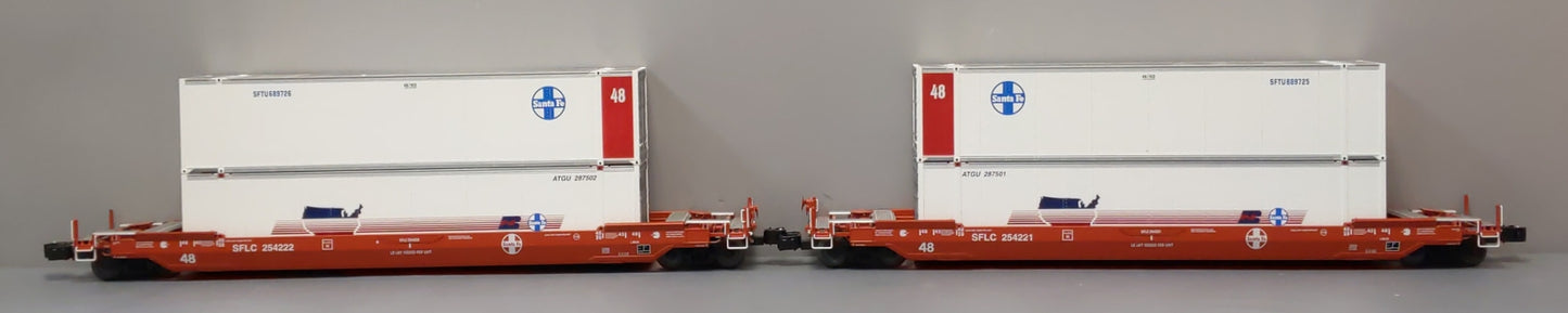 Lionel 6-21866 O Gauge Santa Fe Husky Stack Cars w/Containers #254221/#254222