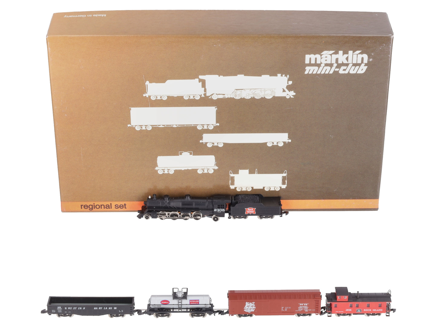 Marklin 8004B Rock Island Z Gauge Steam Freight Train Set LN/Box