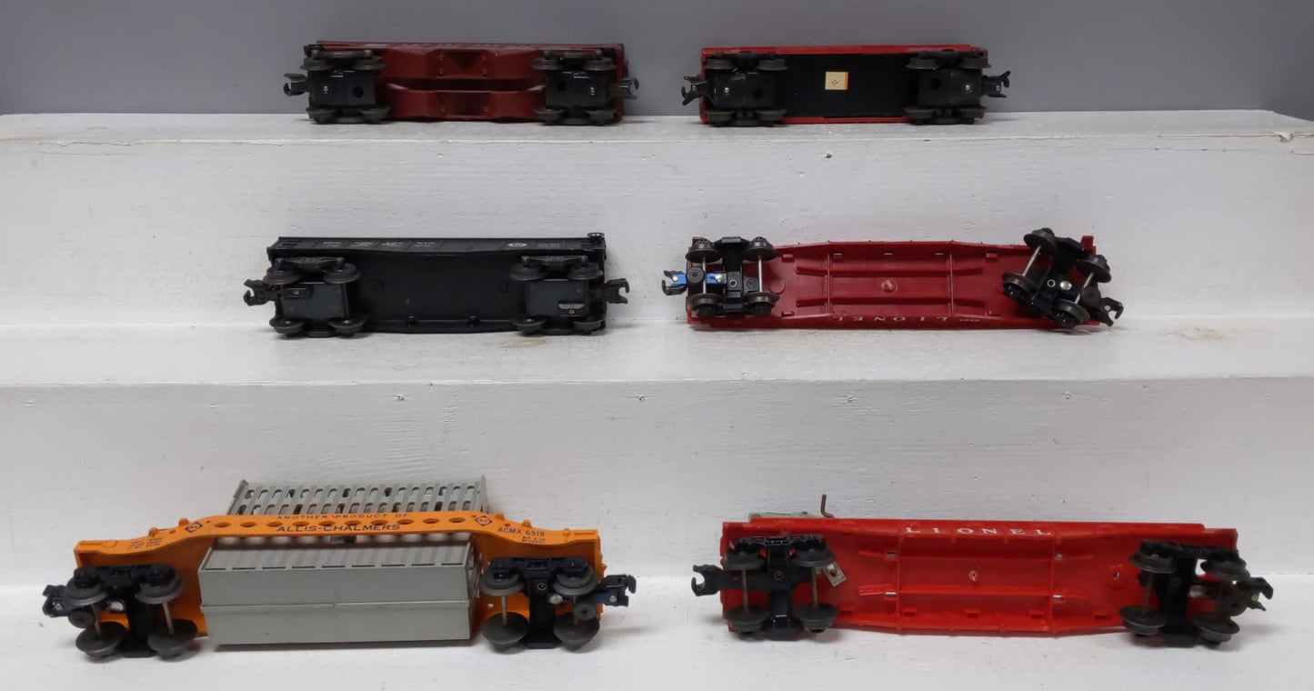 Lionel Vintage O Assorted Freight Cars: X6014, 2452, 6424, 6456, 6511, 6519 [6] VG