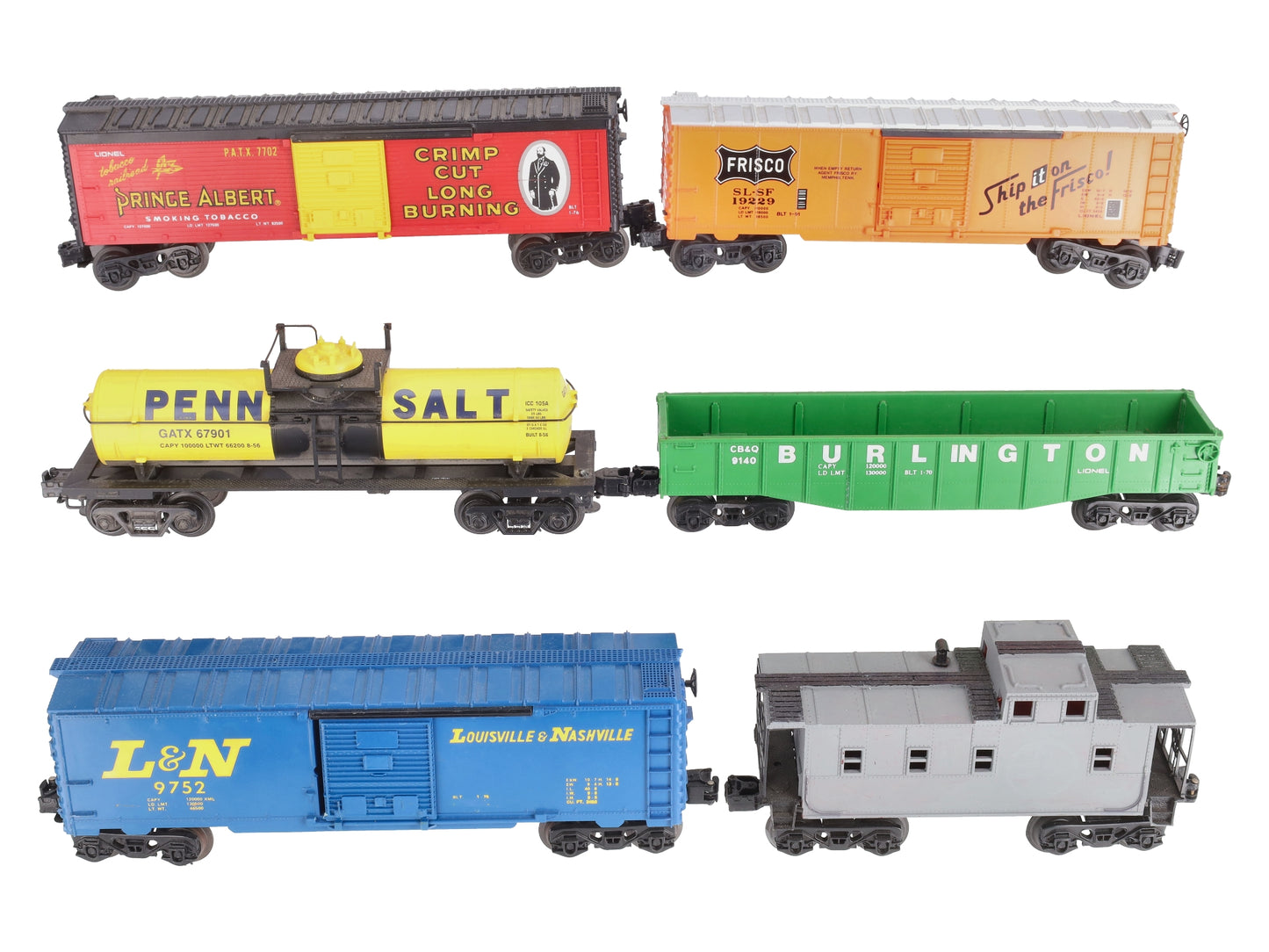 Lionel & Other O Assorted Freight Cars: 6-9752, 6-9140, 6-19229, 6-7702 [6] VG