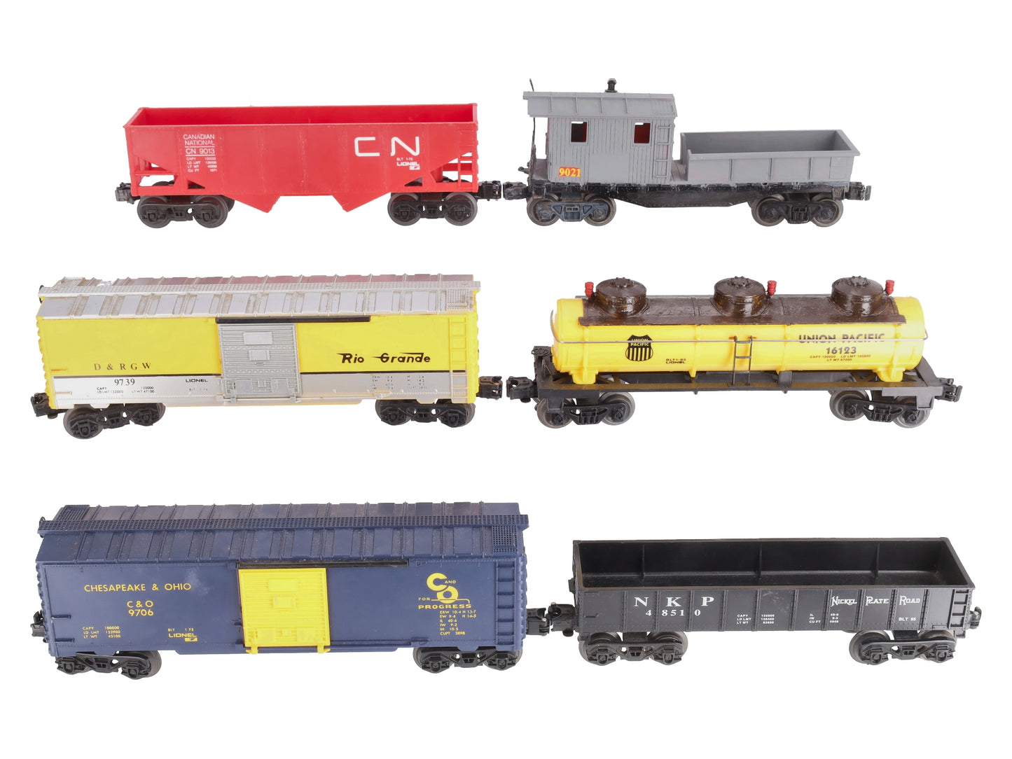 Lionel & Other O Gauge Assorted Freight Cars: 6-48510, 6-9706, 6-9739 [6] VG