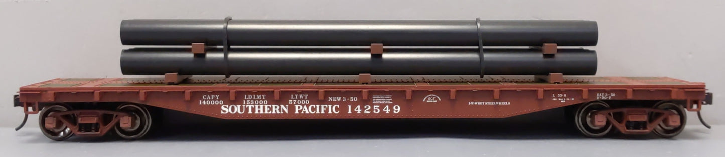 Atlas 0992-1 O Scale Southern Pacific 52'6" Flatcar w/Pipe Load #142549 (2-Rail) NIB
