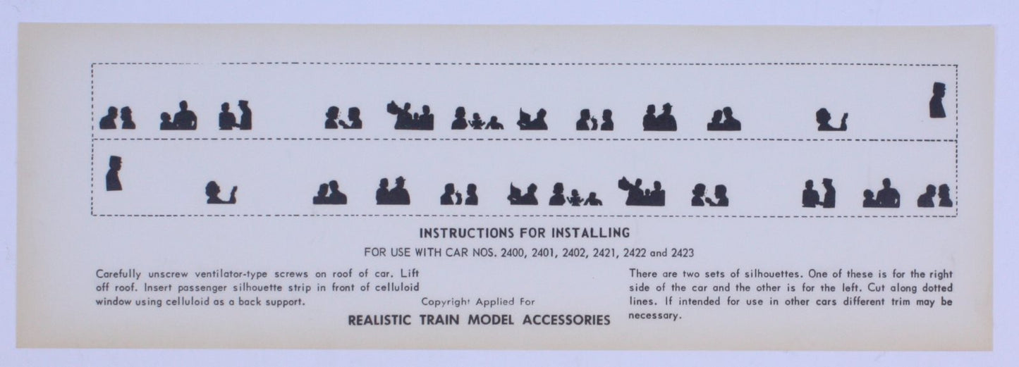 Lionel 2400-52 Cellophane Window Paper Replacements
