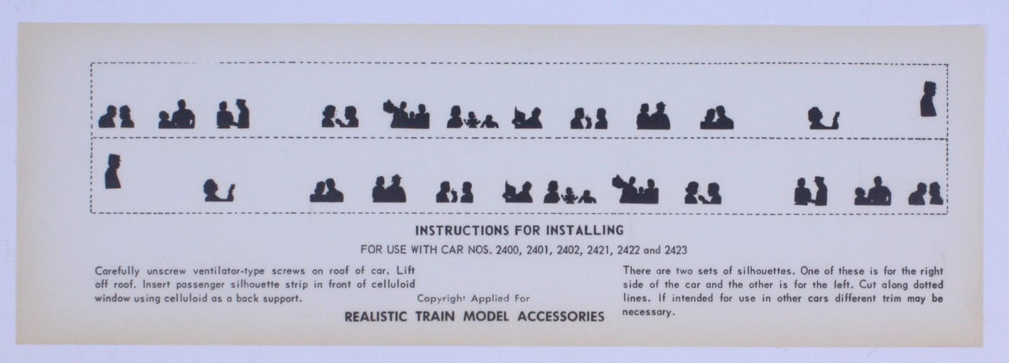 Lionel 2400-52 Cellophane Window Paper Replacement