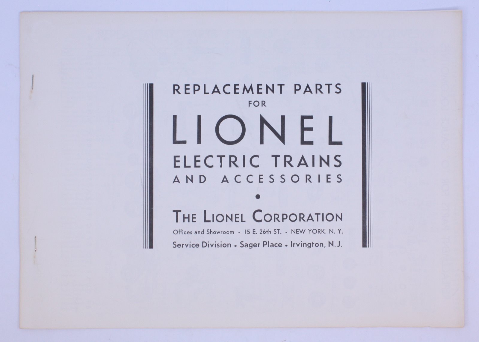 Lionel 1931-524 Electric Trains and Accessories Replacement Parts Booklet