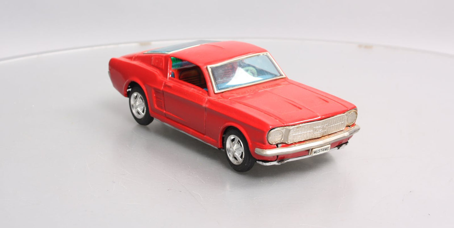 Taiyo Vintage Tinplate 1965 Ford Mustang Fastback Bump-n-Go Toy VG/Box