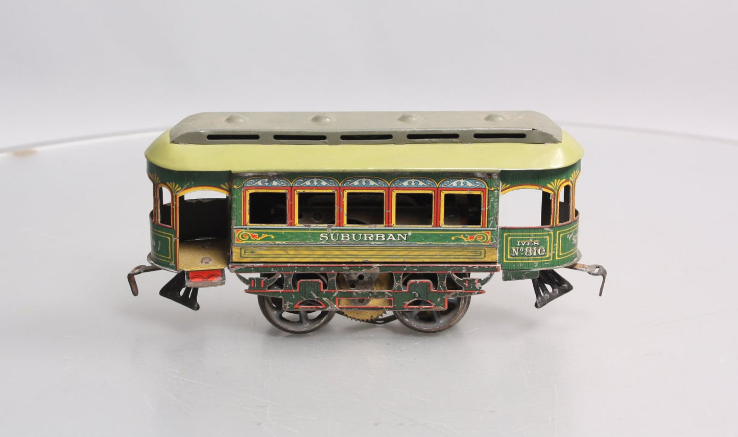 Ives 810 Vintage O Gauge Tinplate Suburban Trolley VG