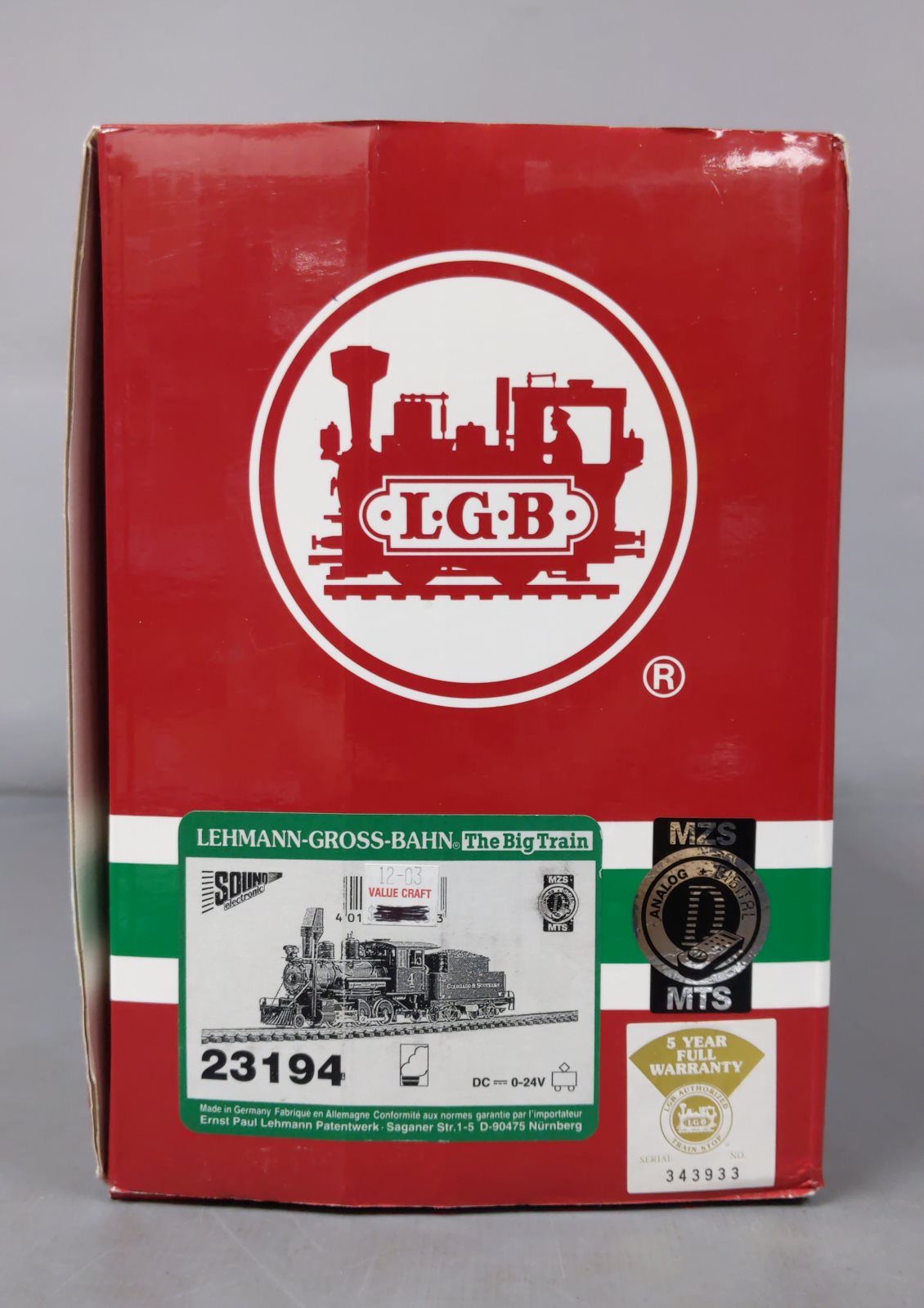 LGB 23194 Colorado and Southern 2-6-0 Mogul Steam Loco & Tender VG/Box