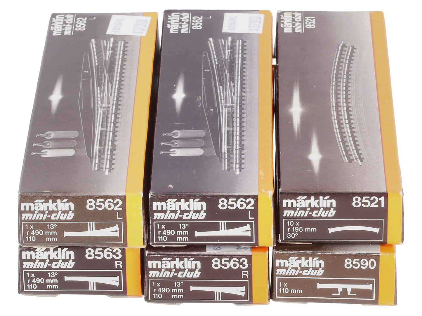 Marklin Z Scale Assorted Track Sections: 8562, 8563, 8590, 8521 [15] EX/Box