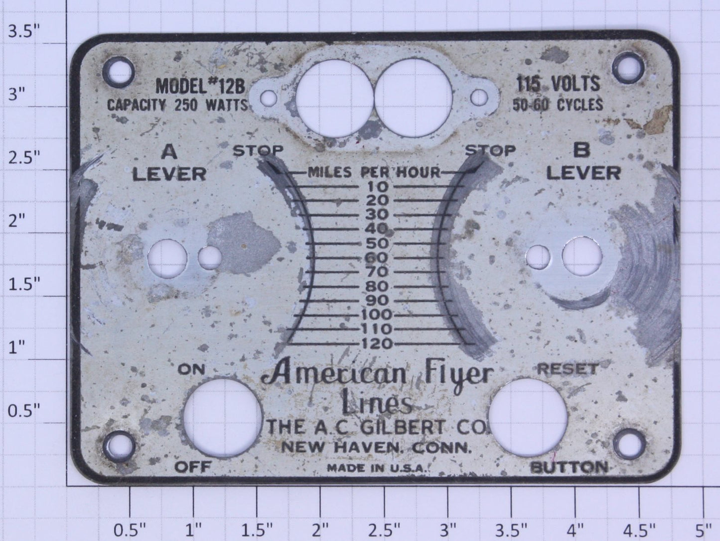 American Flyer PA12B375 S Gauge 250 Watt Transformer Face Plate