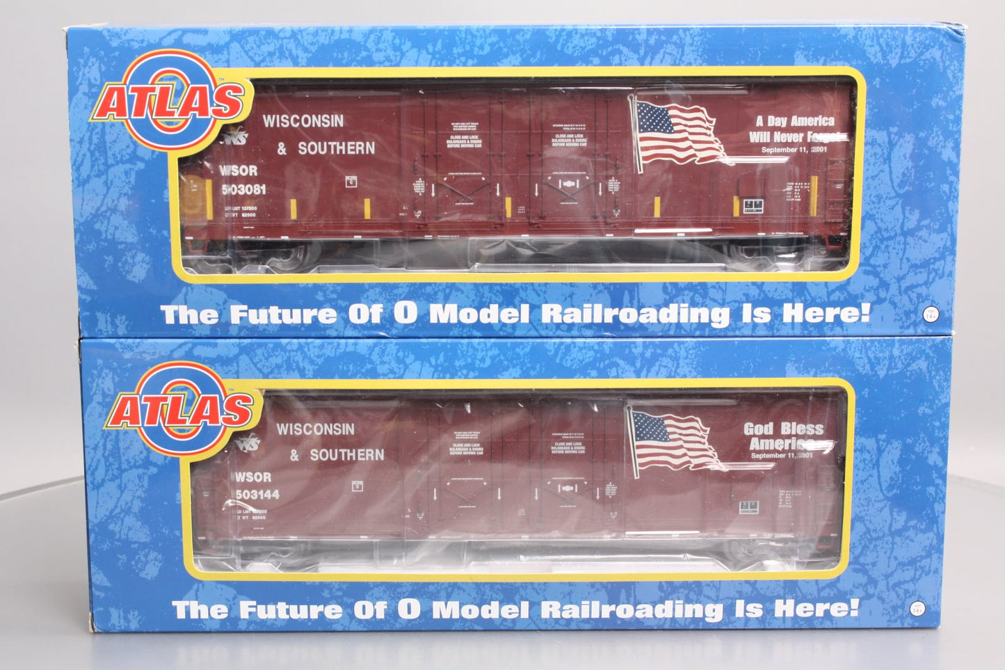 Atlas 3001309 O Wisc & SOU 53' Evans Double Plug Door 3-Rail Box Car (Set of 2)