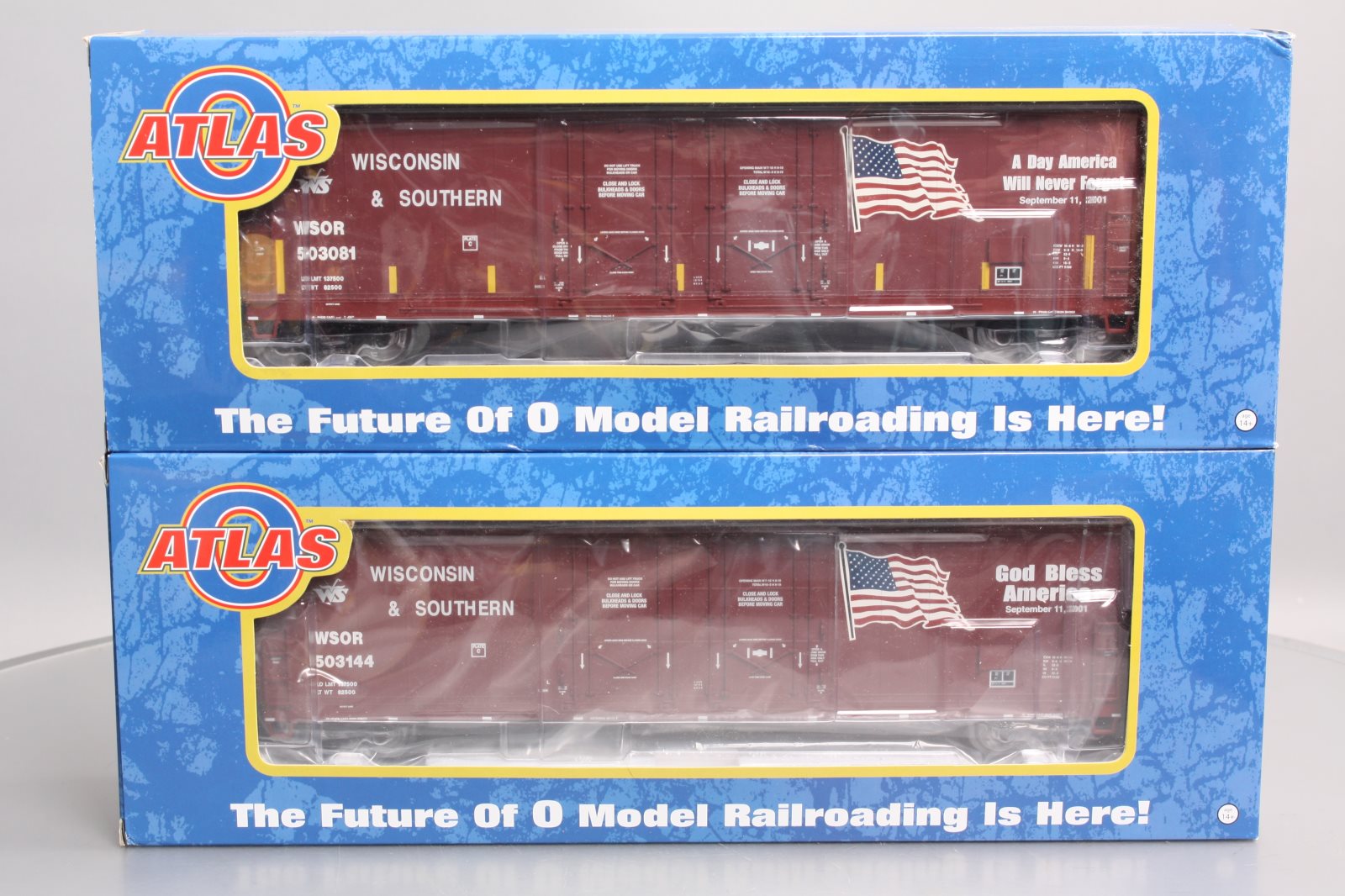 Atlas 3001309 O Wisc & SOU 53' Evans Double Plug Door 3-Rail Box Car (Set of 2)
