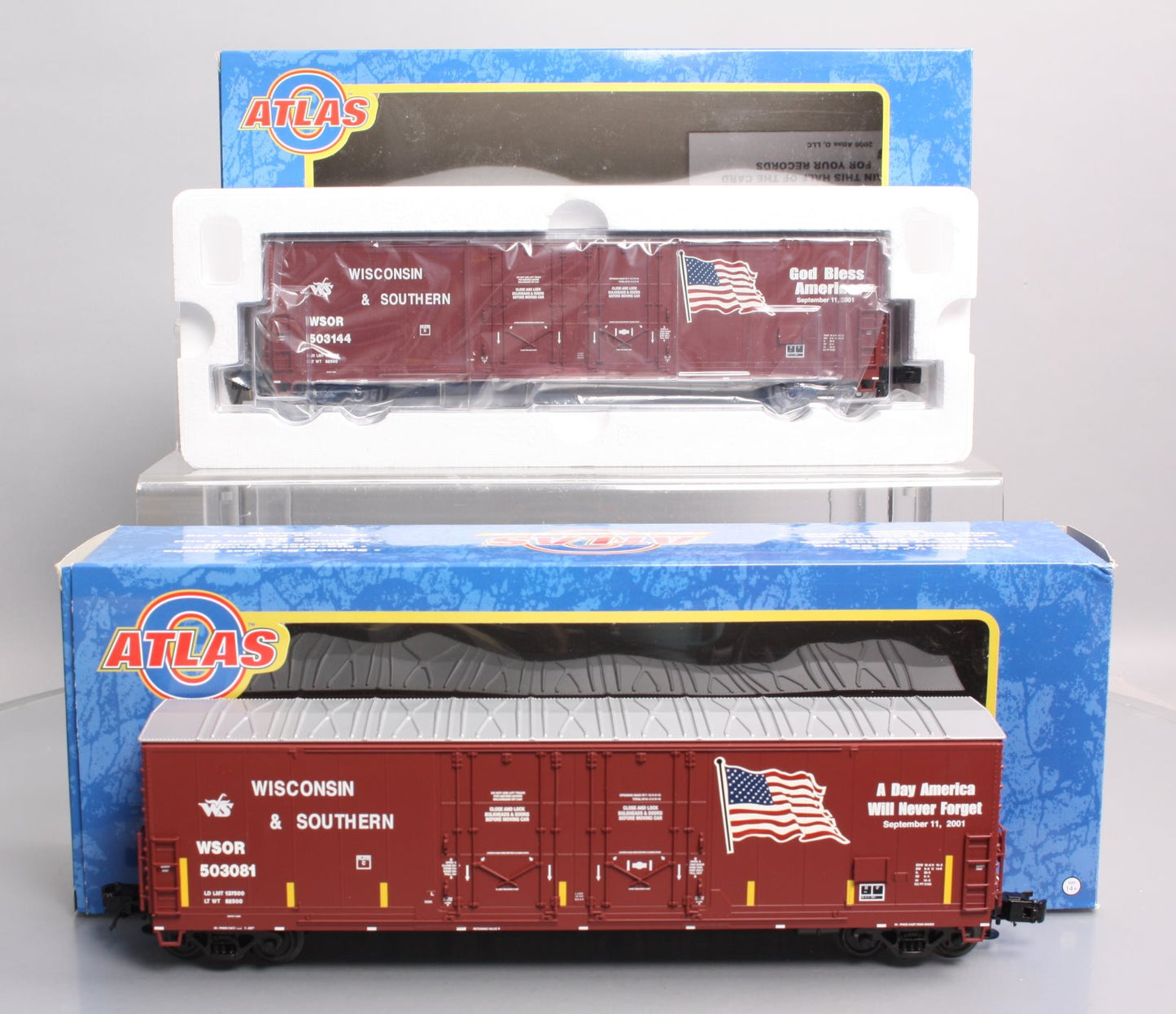 Atlas 3001309 O Wisc & SOU 53' Evans Double Plug Door 3-Rail Box Car (Set of 2)