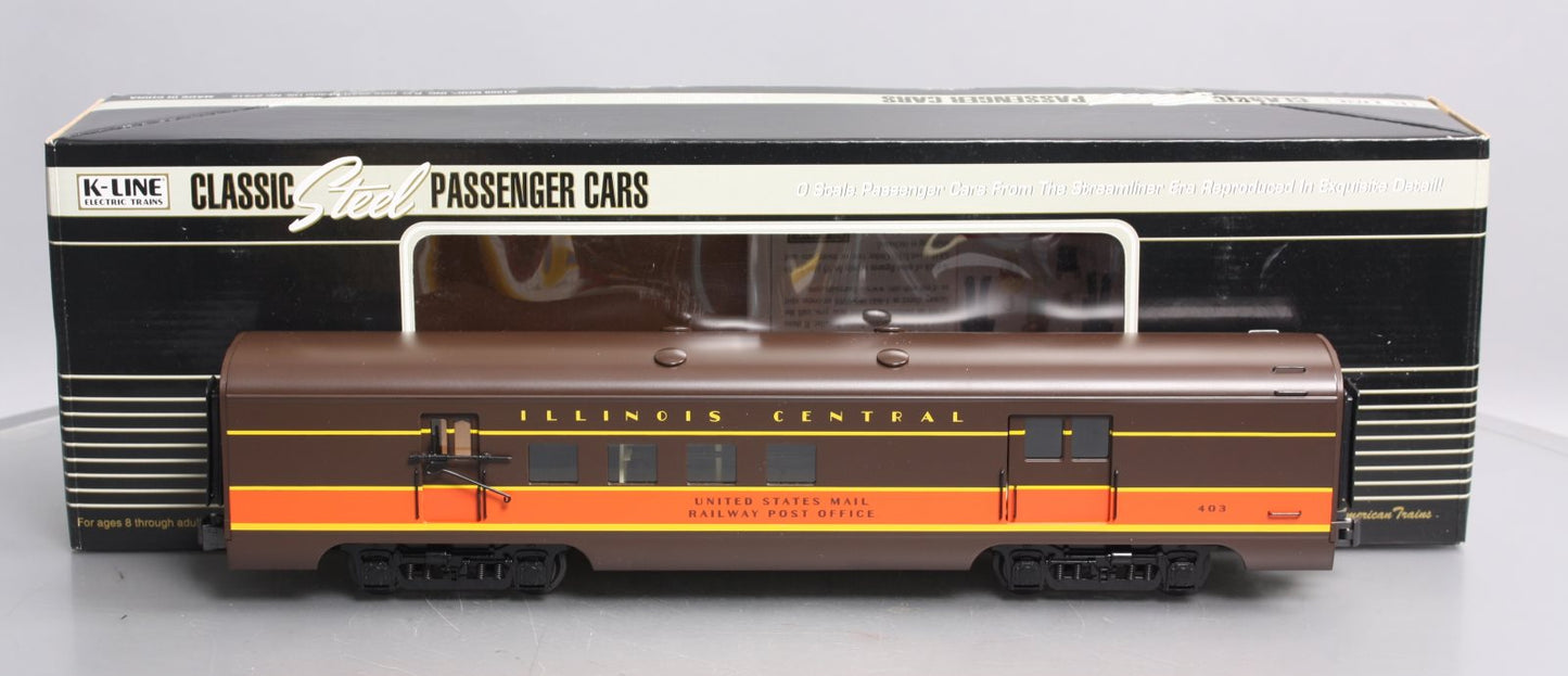 K-Line K4635-10403 O Gauge Illinois Central RPO Aluminum Car #403 LN/Box