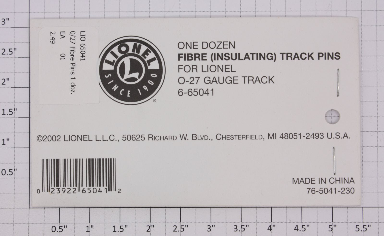 Lionel 6-65041 O27 Gauge Fiber Insulating Track Pins (Envelope of 12)