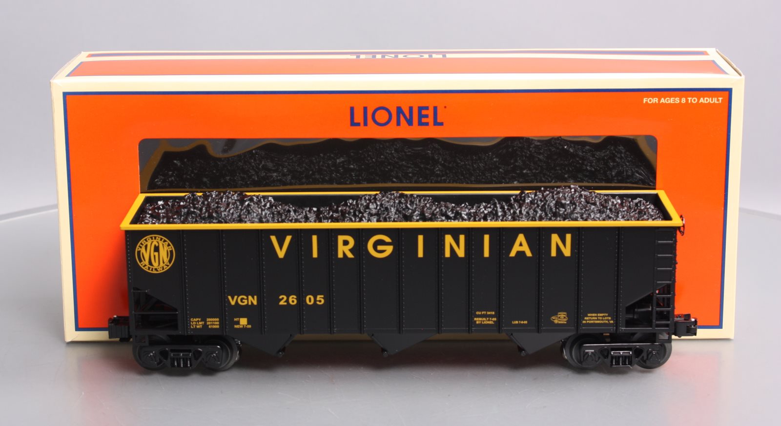 Lionel 6-52380 O Gauge LOTS-2005 Virginian 3-Bay Coal Hopper #2605 with ETD LN/Box