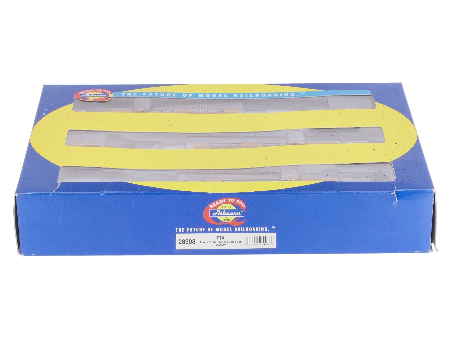 Athearn 28908 HO TTX Trinity 57' All Purpose Spine Car # 360837 (Box of 3)