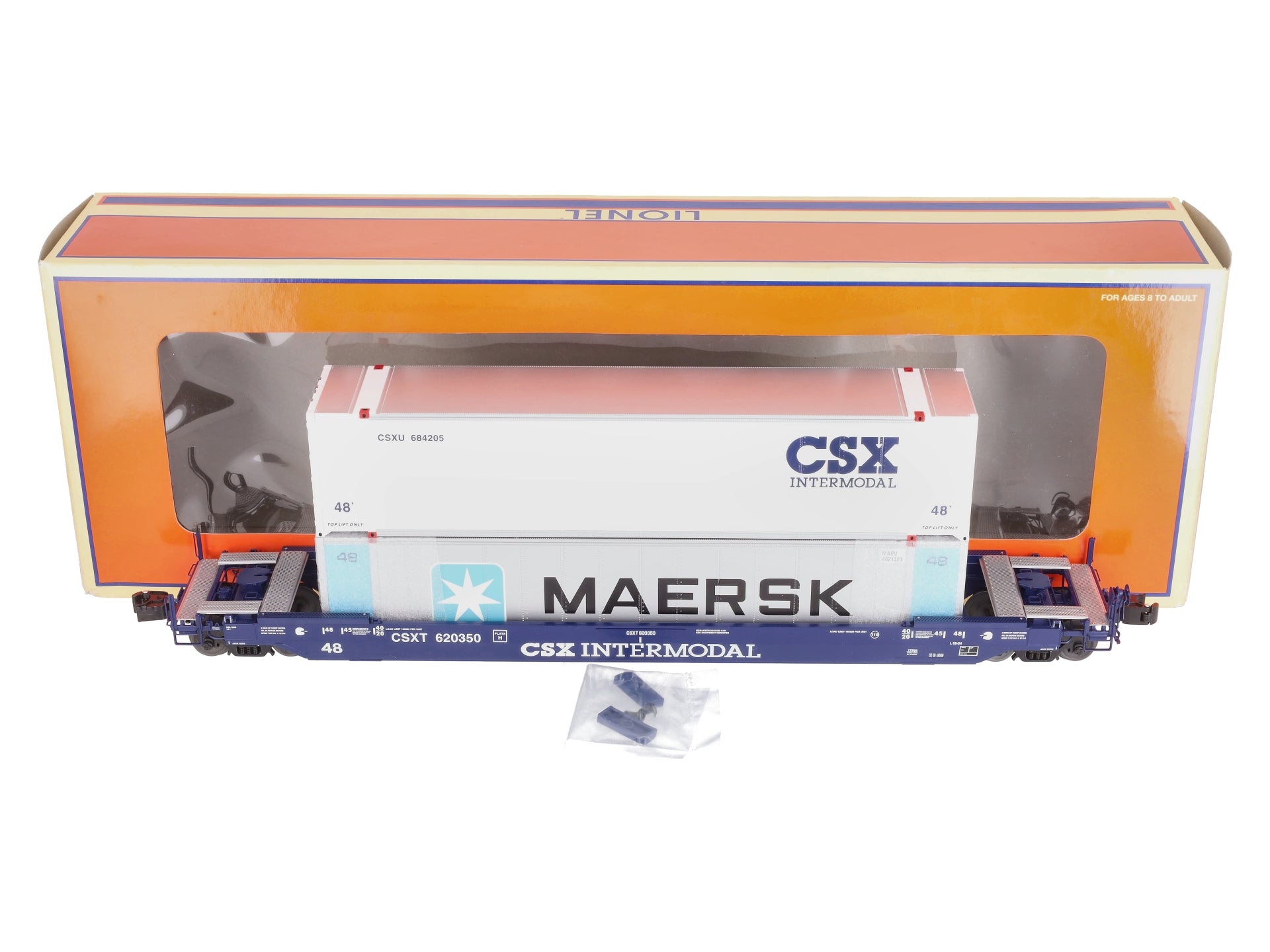 Lionel 6-17588 O CSX Husky Stack Flatcar w/ Container Load #620350 LN/Box