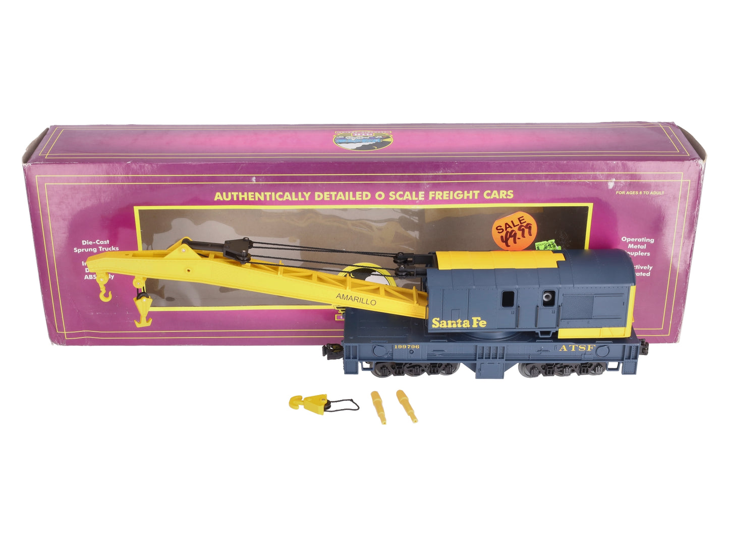 MTH 20-98237 O Gauge Santa Fe ATSF Crane Car #199796 LN/Box
