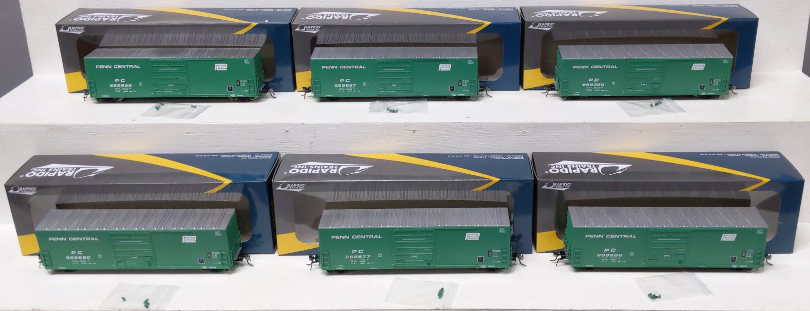Rapido Trains 139003 HO Penn Central Small Logo Evans X72 Boxcar #2 (Pack of 6)