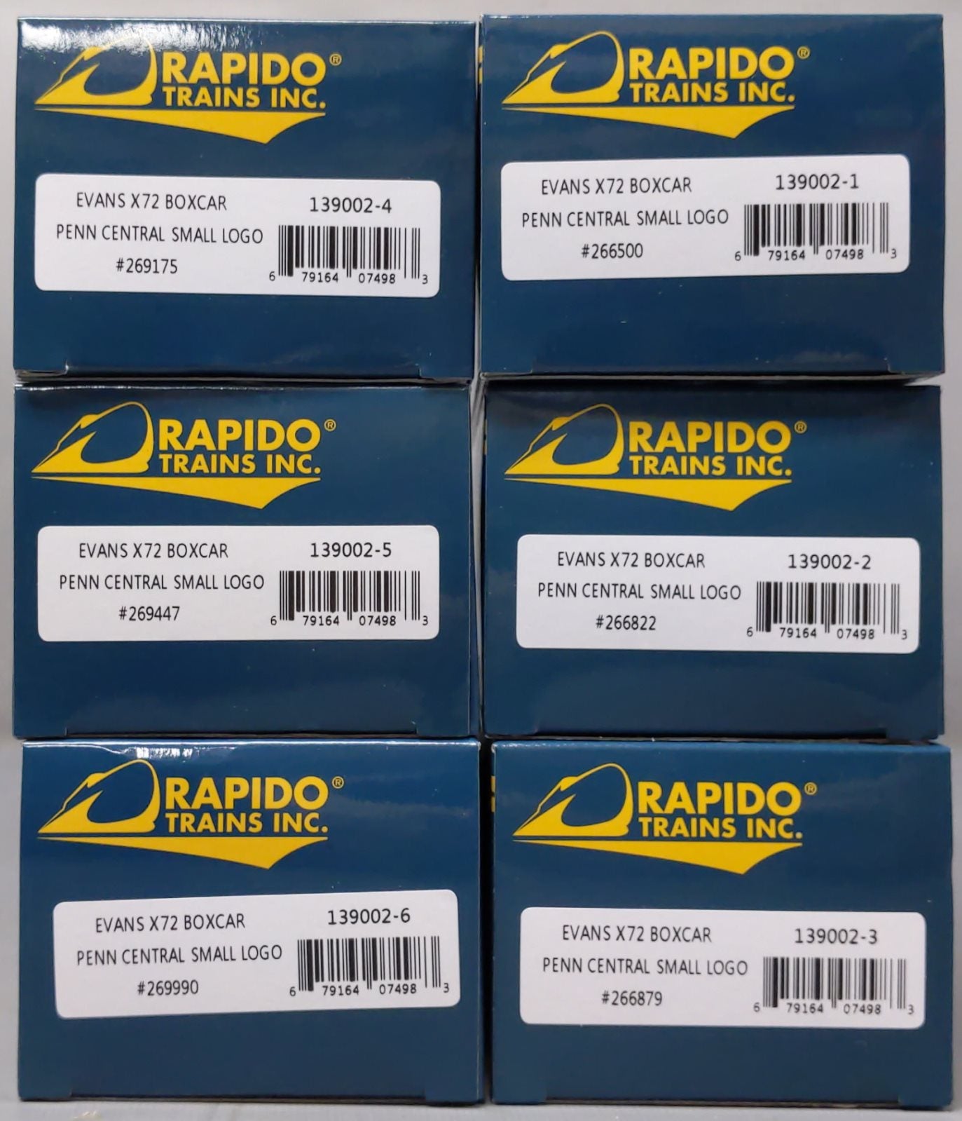 Rapido Trains 139002 HO Penn Central Small Logo Evans X72 Boxcar #1 (Pack of 6)