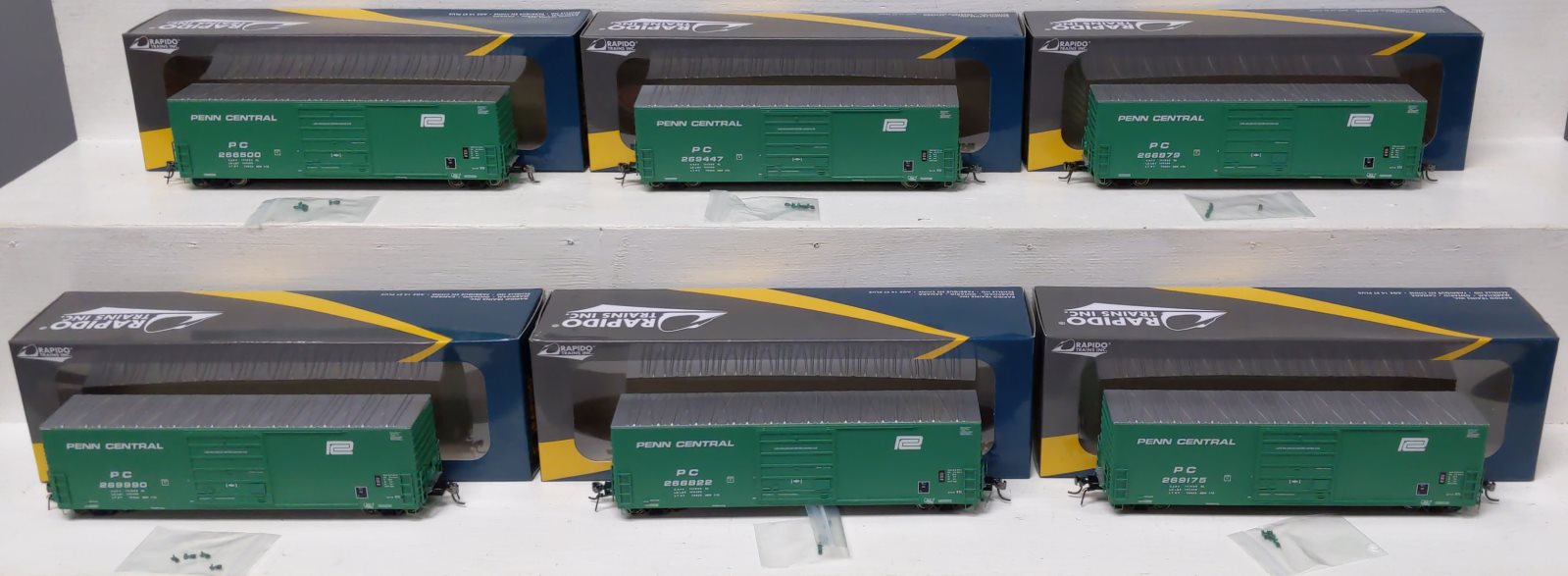 Rapido Trains 139002 HO Penn Central Small Logo Evans X72 Boxcar #1 (Pack of 6)