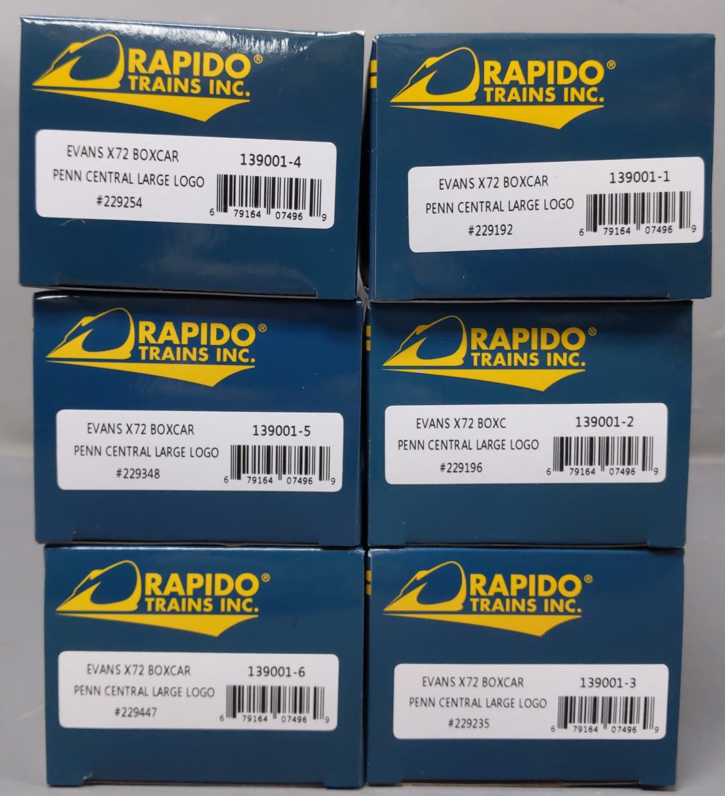 Rapido Trains 139001 HO Penn Central Large Logo Evans X72A Boxcar (Pack of 6)