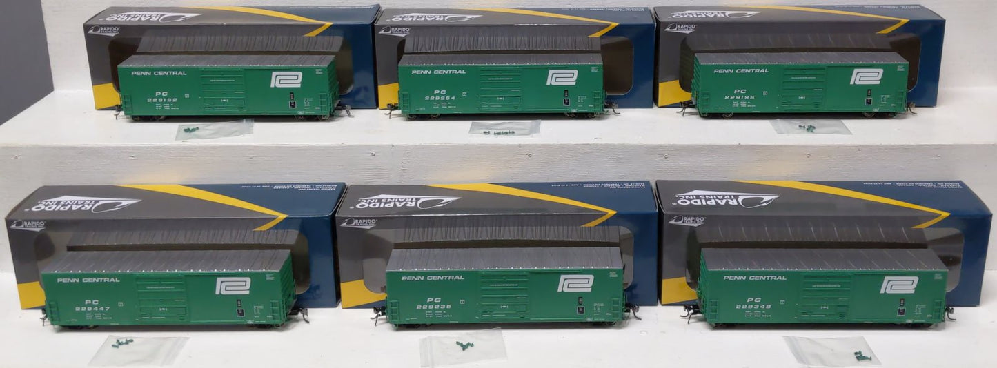 Rapido Trains 139001 HO Penn Central Large Logo Evans X72A Boxcar (Pack of 6)