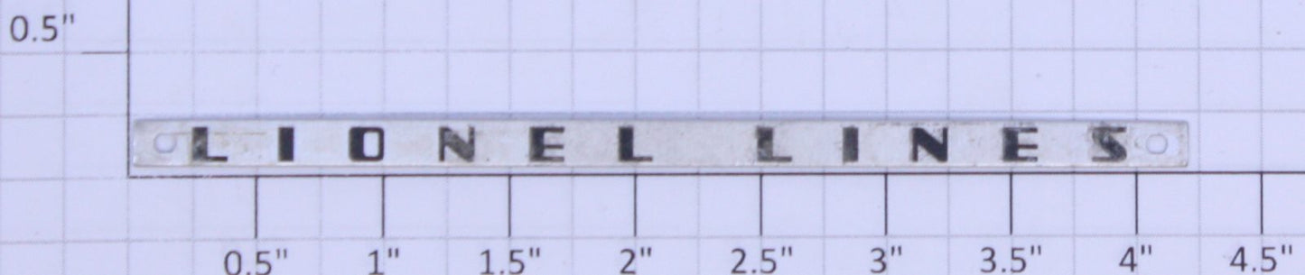 Lionel 2532-49 Lionel Lines Nameplate with 2 Holes