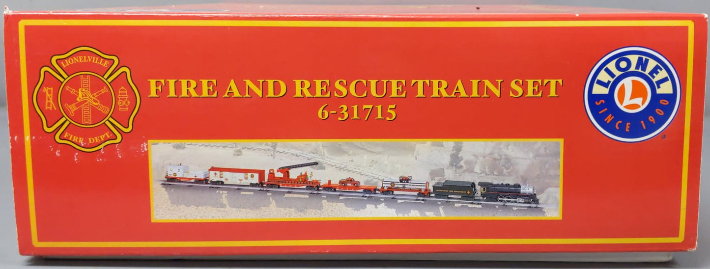 Lionel 6-31715 O Gauge Fire Rescue Steam Train Set LN/Box